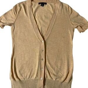 Banana Republic Beige Cardigan Short Sleeve Button Front XS
